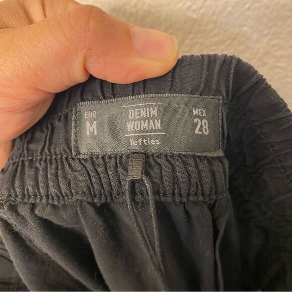 Lefties Denim Woman 100% lyocell tincel wide leg black pants trousers M - NWT - Picture 9 of 10